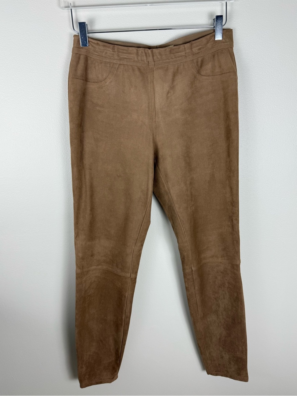MaxStudio Tan Suede Pull-On Skinny Pants
